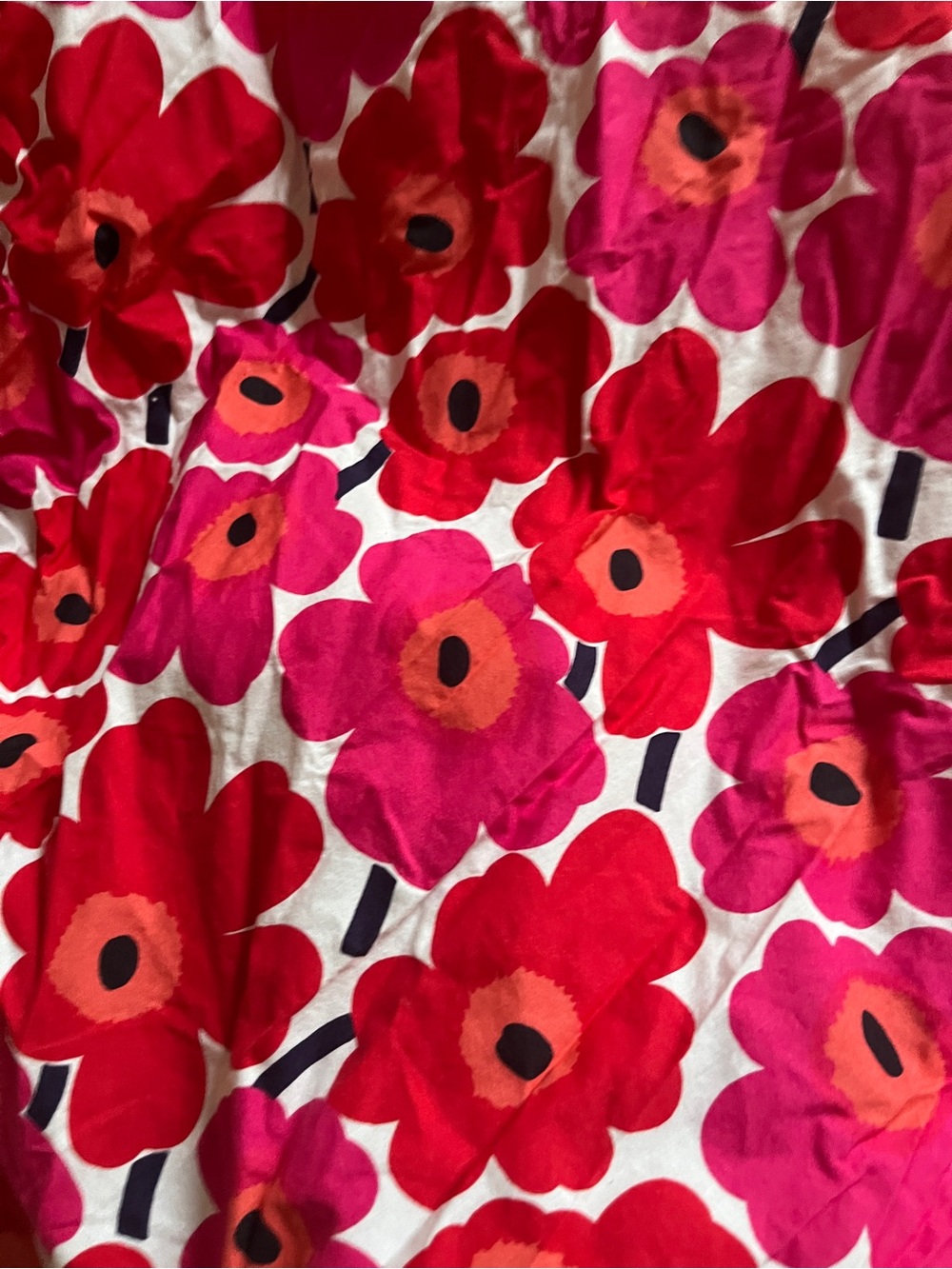 Marimekko Unikko Red Floral King Fitted Sheet ONLY 100% Cotton